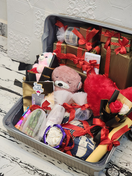 26th Birthday Milestone Hamper for Her | 26 Surprise Gifts in Luxury Luggage Box
